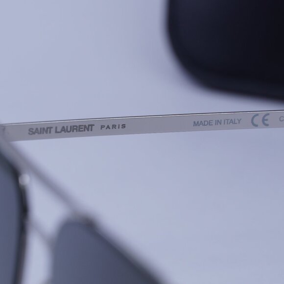 Saint Laurent CLASSIC 11 SLIM 001 Aviator Sunglasses - Silver/Grey - Picture 10 of 11